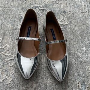 Margaux Shiny Silver Flats